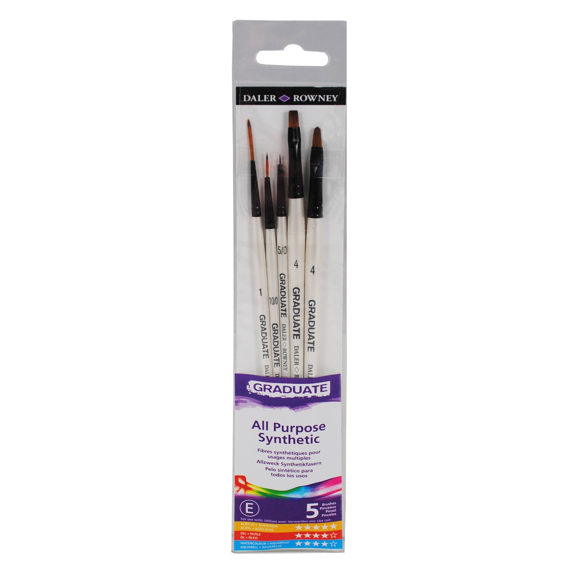 Daler‑Rowney® Graduate Detail Short Handle Synthetic Paintbrushes Set